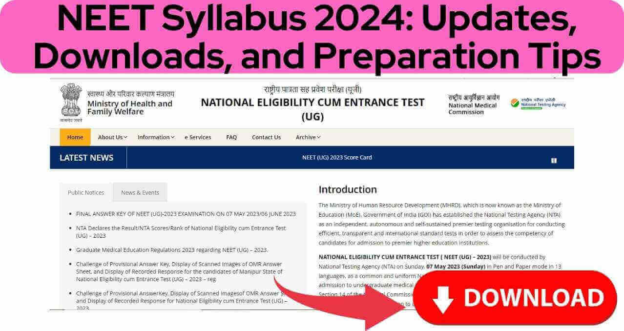 NEET Syllabus 2024 Updates, Downloads, and Preparation Tips Smart