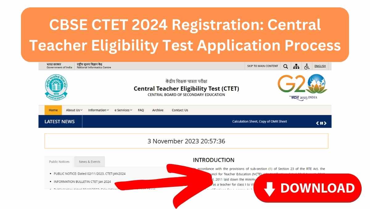 CBSE CTET 2024 Registration Central Teacher Eligibility Test