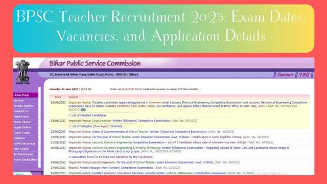 BPSC Teacher Recruitment 2023: Exam Dates, Vacancies, and Application Details