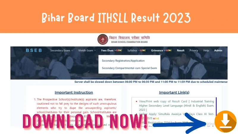 Bihar Board ITHSLL Result 2023