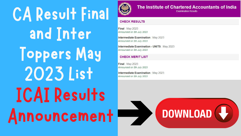 CA Result Final and Inter Toppers May 2023 List