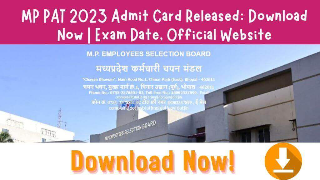 MP PAT 2023 Admit Card Released