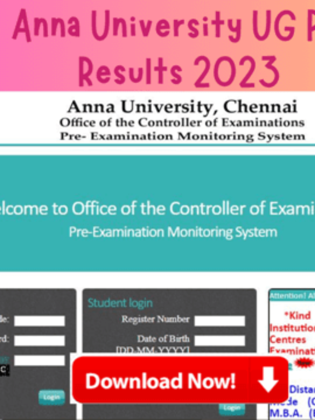 Anna University UG PG Results 2023