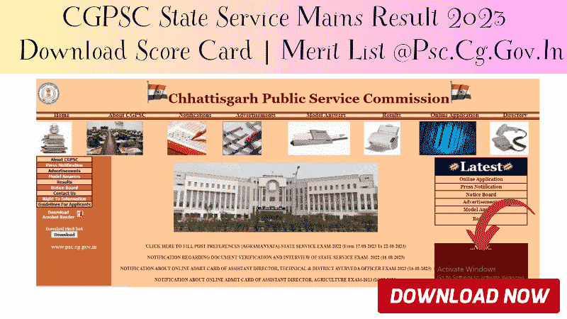 CGPSC State Service Mains Result 2023
