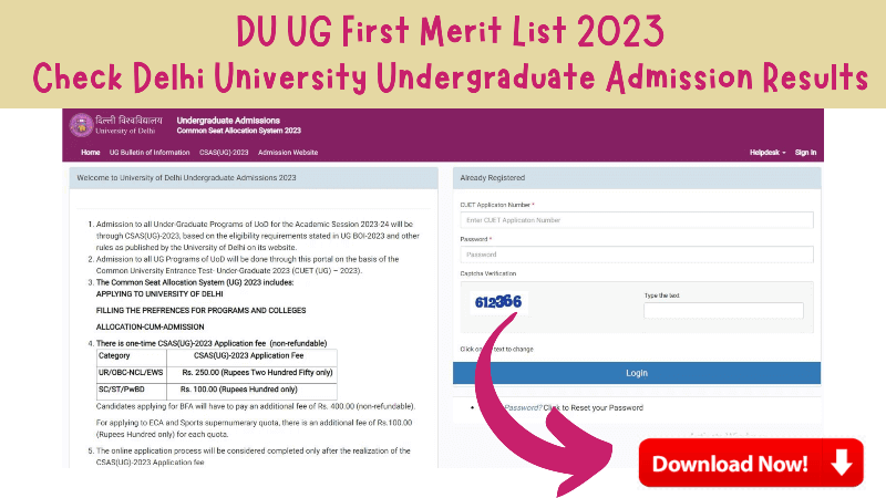 DU UG First Merit List 2023