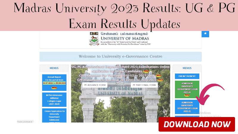Madras University 2023 Results