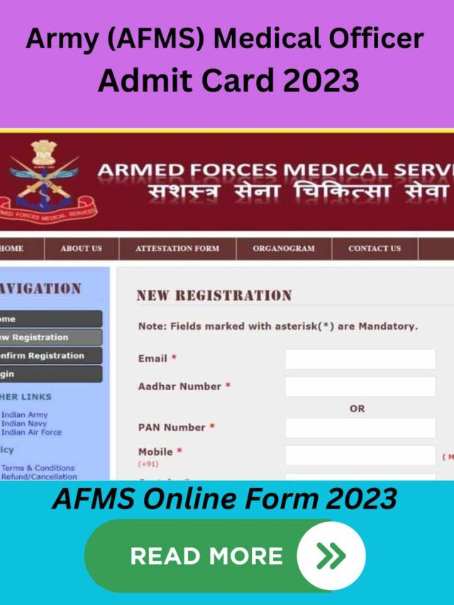 Army (AFMS) Medical Officer Admit Card 2023