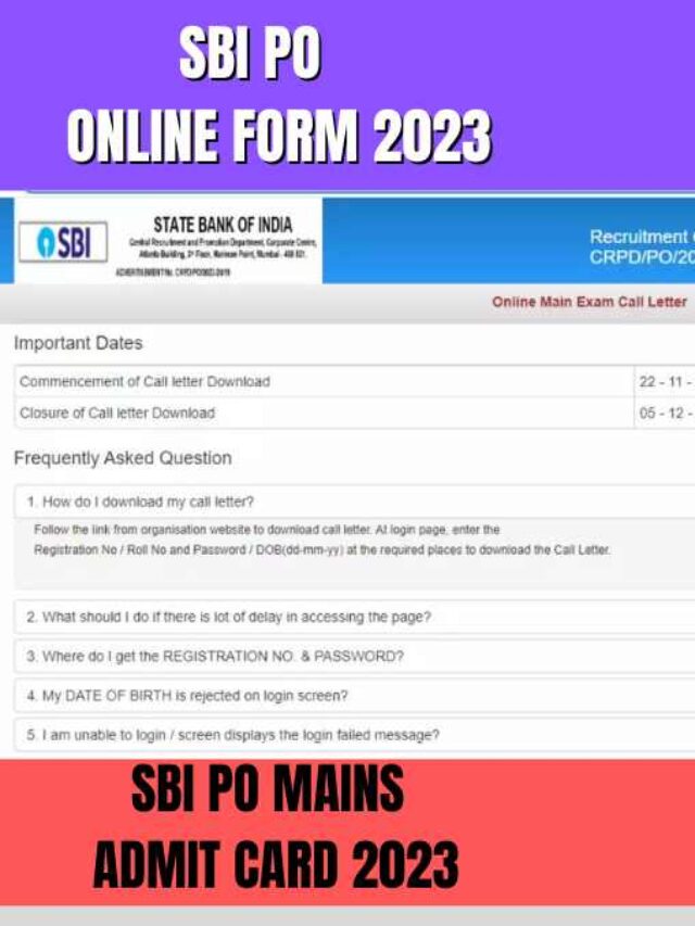 SBI PO Mains Admit Card 2023