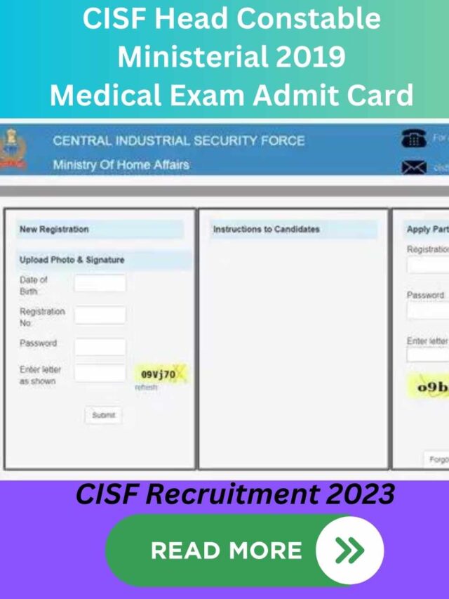 CISF Head Constable Ministerial 2019 Medical Exam Admit Card