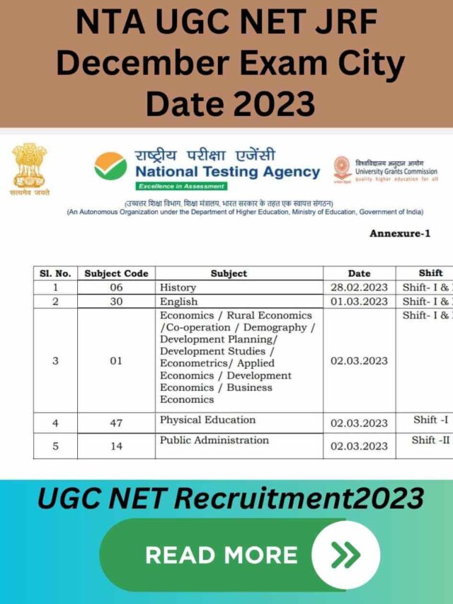 NTA UGC NET JRF December Exam City Date 2023