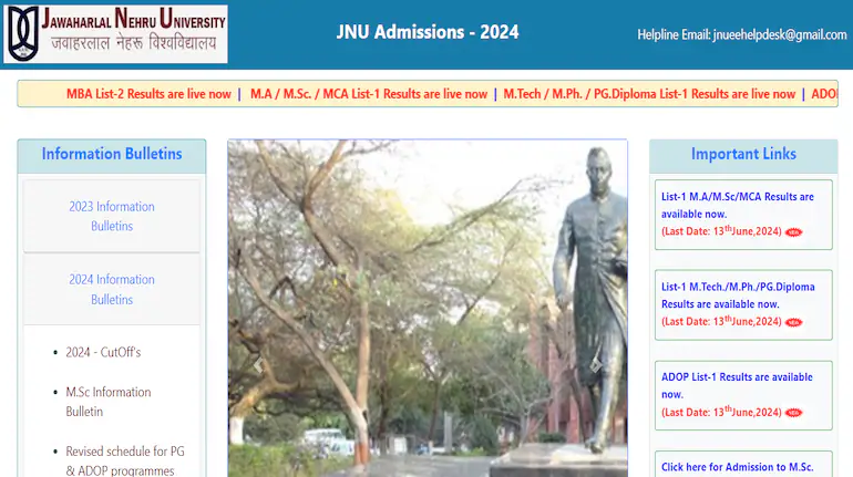 JNU PG Merit List 2024